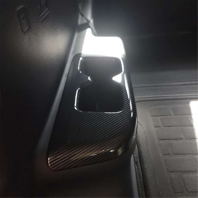 for 2019-2024 Inner Rear Third Row Armrest Cup Holder Trim Cover Panel Accessories Abs Carbon Fiber