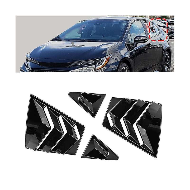 for 2020-2023 Car Rear Side Vent Quarter Window Louver Shutter Cover Gloss Black