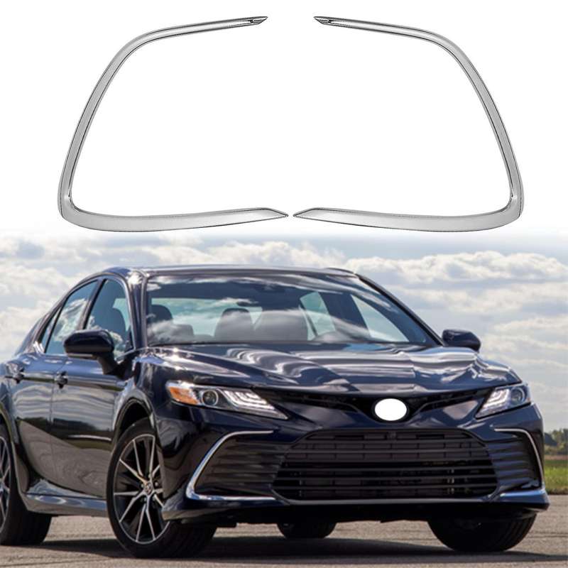 for 2021 Chrome Front Fog Light Lamp Cover Trim Bumper Molding Garnish Eyebrow Eyelid