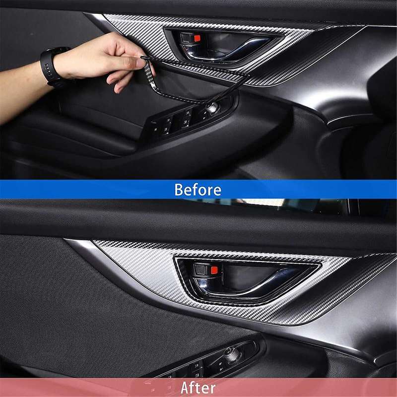 for 2021-2023 Carbon Fiber Style Car Door Inner Handle Frame Decorative Sticker Interior Accessorie