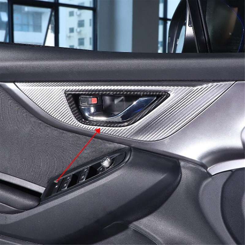 for 2021-2023 Carbon Fiber Style Car Door Inner Handle Frame Decorative Sticker Interior Accessorie