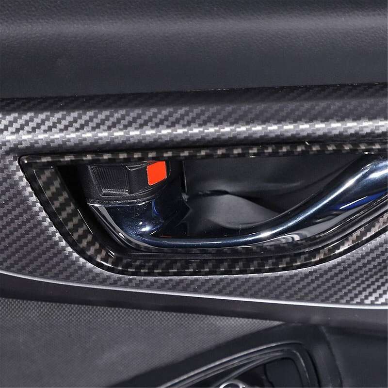 for 2021-2023 Carbon Fiber Style Car Door Inner Handle Frame Decorative Sticker Interior Accessorie