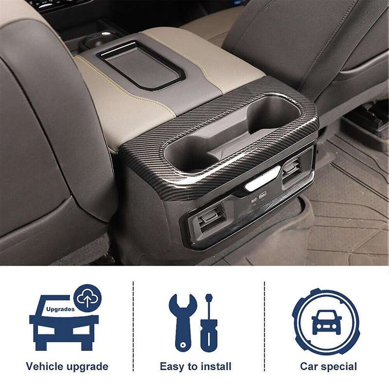 for 2022 2023 2024 Car Armrest Box Rear Cup Holder Cover Trim Accessories Abs Carbon Fiber