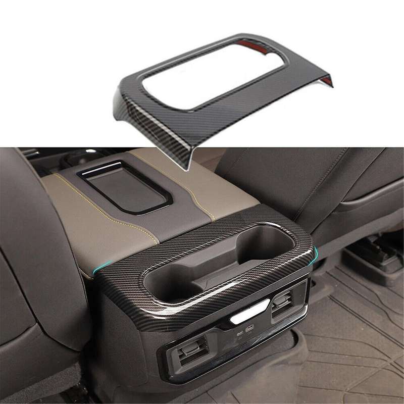 for 2022 2023 2024 Car Armrest Box Rear Cup Holder Cover Trim Accessories Abs Carbon Fiber