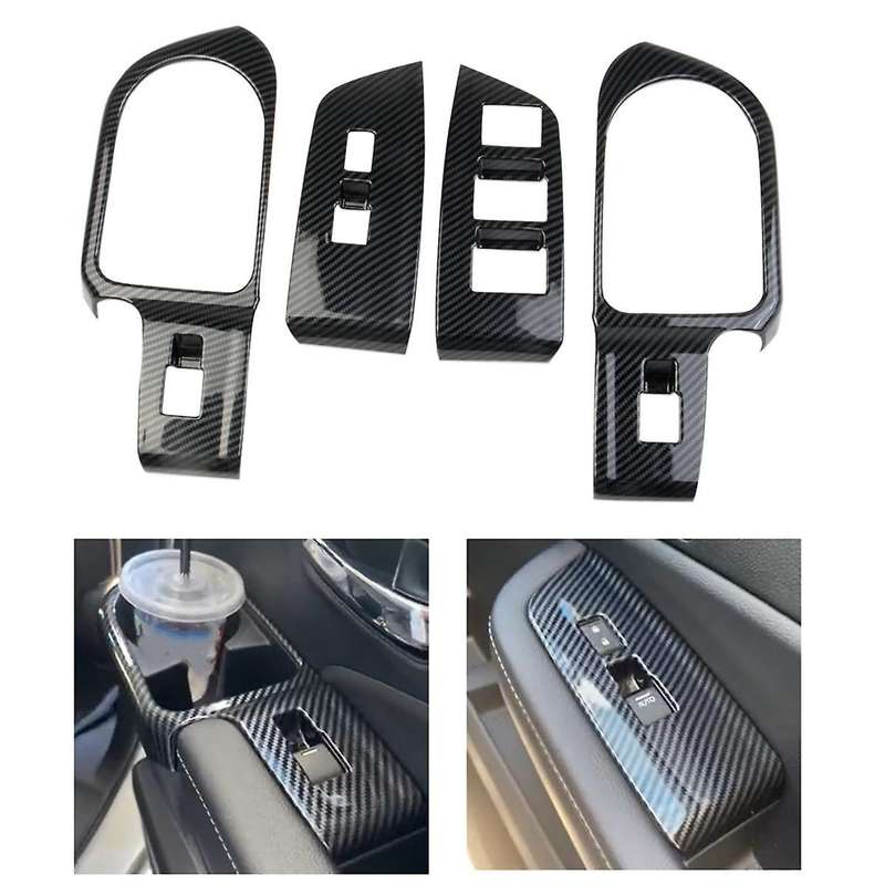 for 2021-2023 Window Lift Switch Panel Rear Cup Holder Cover Trim Carbon Fiber Accessories