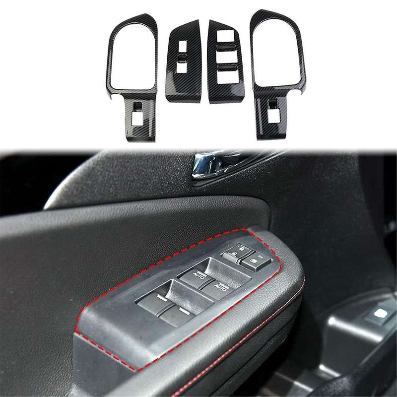 for 2021-2023 Window Lift Switch Panel Rear Cup Holder Cover Trim Carbon Fiber Accessories