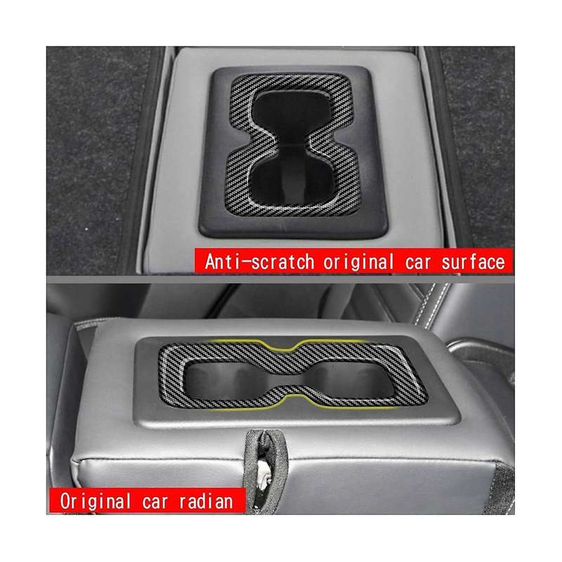 for 2022 2023 Car Interior Carbon Fiber Rear Back Water Cup Holder Panel Decoration Trim