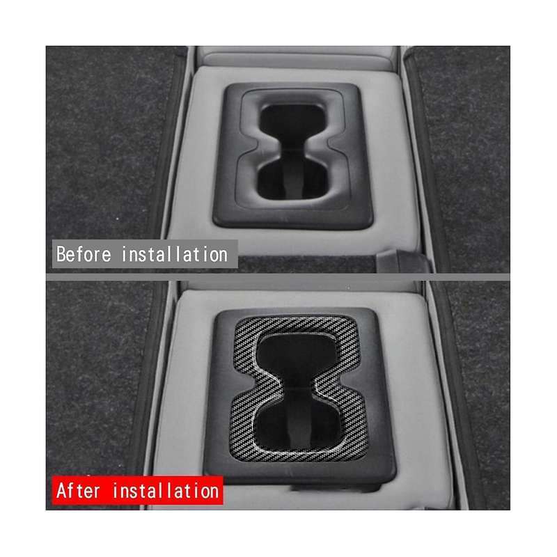 for 2022 2023 Car Interior Carbon Fiber Rear Back Water Cup Holder Panel Decoration Trim