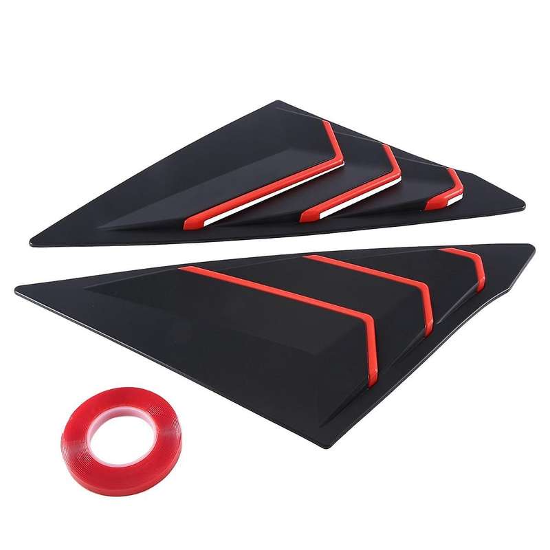 for 2022 2023 Sedan Rear Side Vent Quarter Window Louver Shutter Cover Black+red
