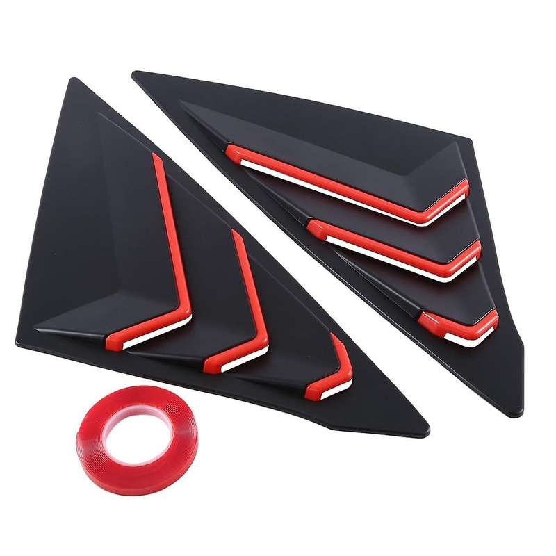 for 2022 2023 Sedan Rear Side Vent Quarter Window Louver Shutter Cover Black+red