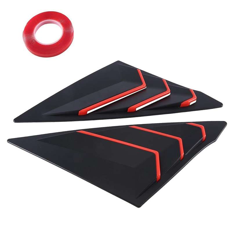 for 2022 2023 Sedan Rear Side Vent Quarter Window Louver Shutter Cover Black+red