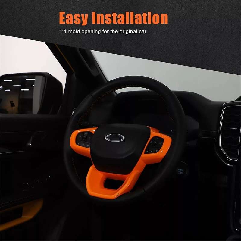for 2023 2024 Car Steering Wheel Frame Trim Cover Interior Accessories Orange