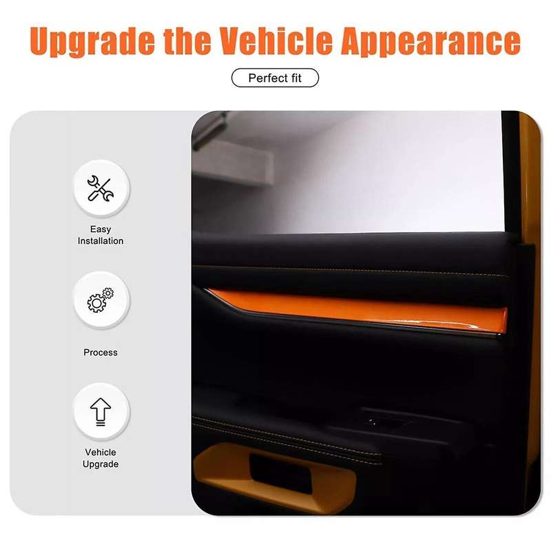 for 2023 2024 Car Inner Door Panel Strip Trim Cover Interior Accessories Orange