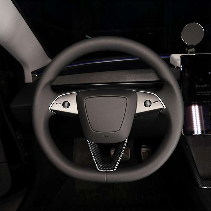 for 2024 Car Steering Wheel Cover Trim Sticker Interior Accessories Abs Carbon Fiber