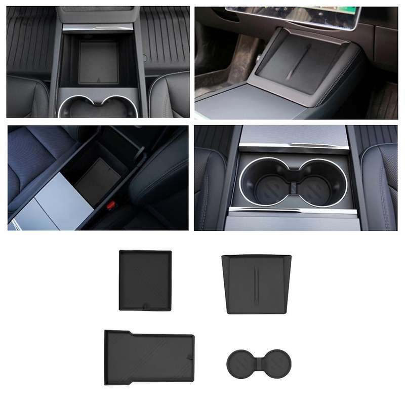 for 2024 Center Console Organizer+armrest Storage+cup Holder Insert+wireless Charging Mat ,black