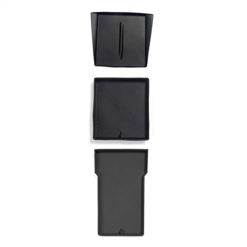 for 2024 Center Console Organizer+armrest Storage Bottom+wireless Charging Mat ,silicone Black