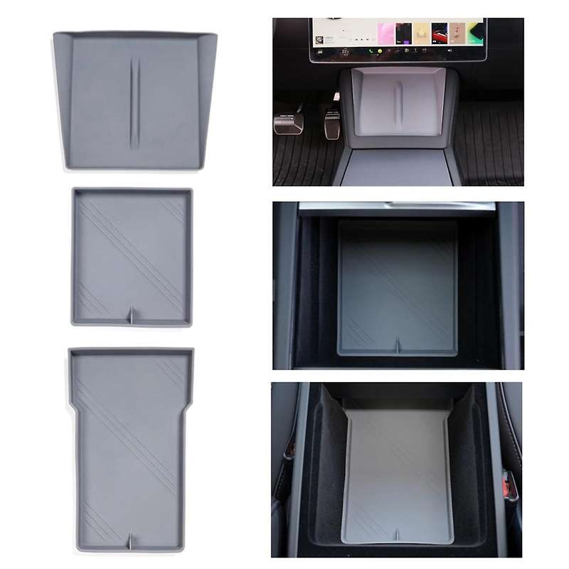 for 2024 Center Console Organizer+armrest Storage Bottom+wireless Charging Mat ,silicone Grey