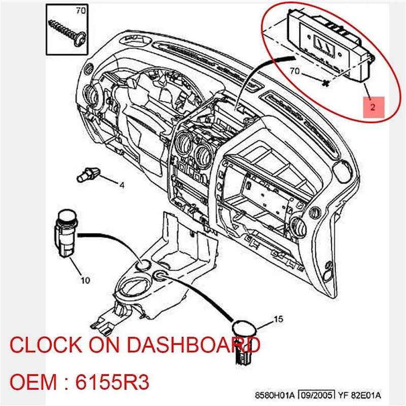 for 207A7 207T3 Partner M59 C2 FIRM PARTNER VU M59 C3 PLURIEL C3 II CLOCK on DASHBOARD 6155R3