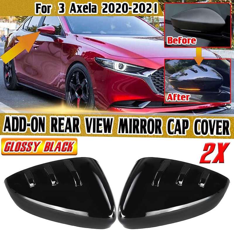 for 3 Axela 2020-2021 Car Side Rearview Mirror Cover Glossy Black Door Mirror Cover