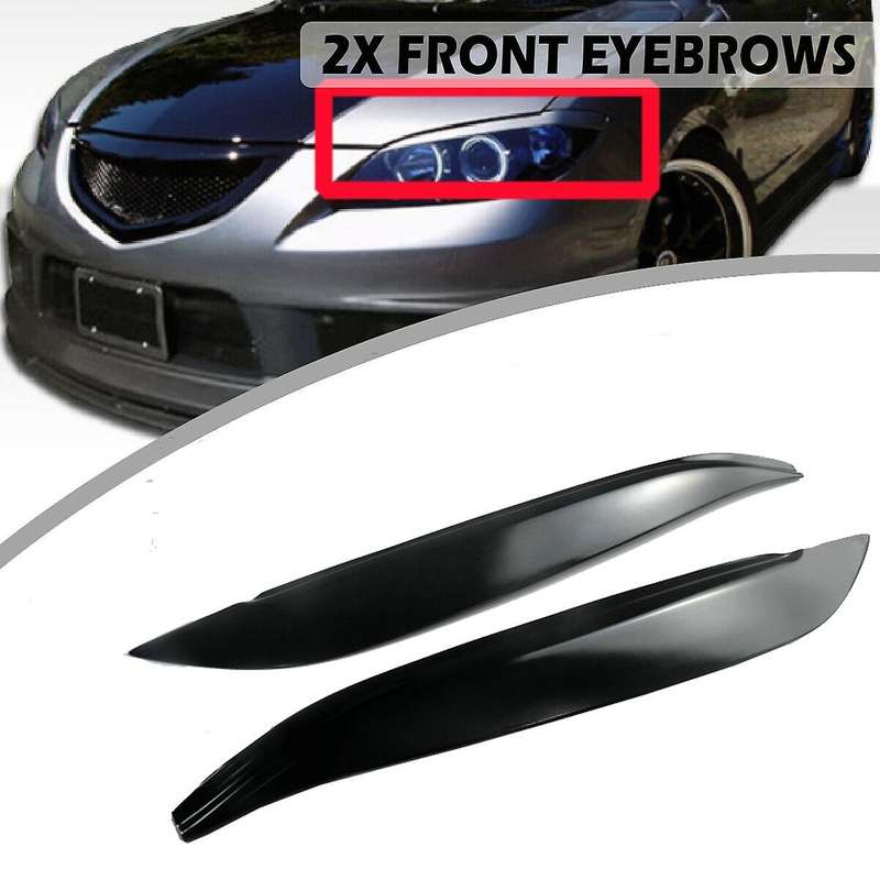for 3 Hatchback 2004-2009 Glossy Black Front Headlights Eyebrow Eyelid Sticker Trim Car Decoration