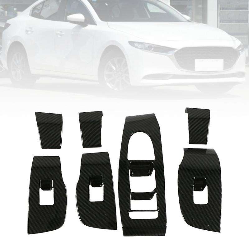 for 3 M3 Axela CX30 2020 ABS Carbon Fiber Accessories Interior CAR Door Window Switch Cover Lid Cove