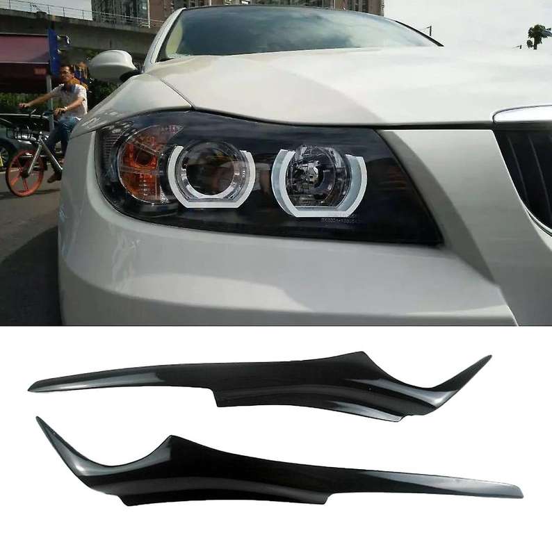 for 3 Series E90 E91 2006-2011 Glossy Black Car Sticker Front Headlights Eyebrow Eyelid Trim Cover A