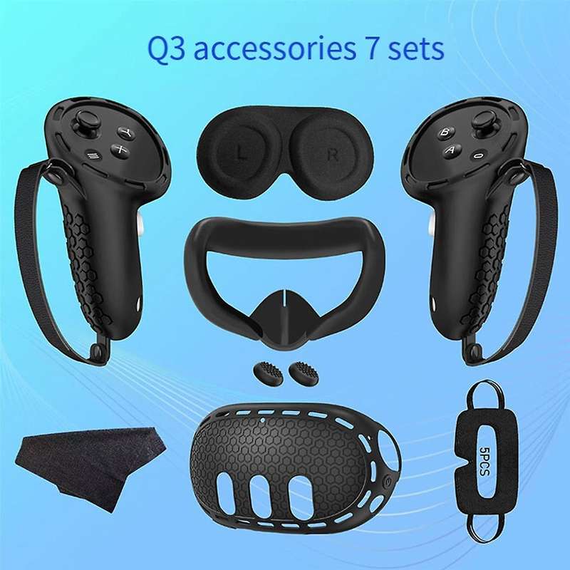 for 3 Silicone Case+Handle Case+Face Cover+Blackout Mask Full Kit Anti-Leakage Nose Pad VR Silicone