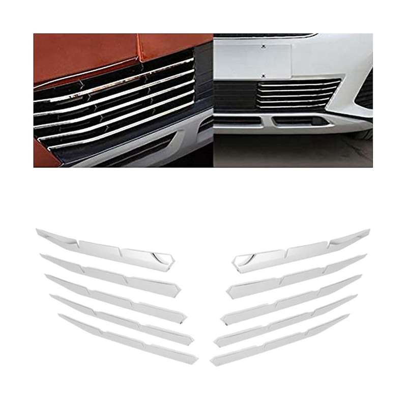 for 3008 GT 2016-2020 5008 GT 2017-2020 Stainless Steel Car Front Bumper Top + Lower Grille Trim