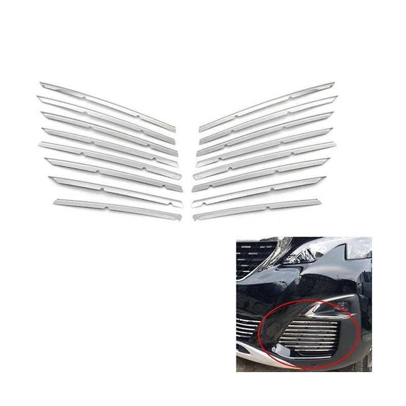 for 3008 GT 2016-2020 5008 GT 2017-2020 Stainless Steel Car Front Bumper Top + Lower Grille Trim