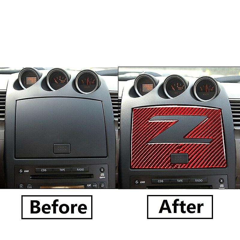 for 350Z 2003-2009 GPS Navigation Panel Cover Trim Sticker Interior Accessories Red Carbon Fiber
