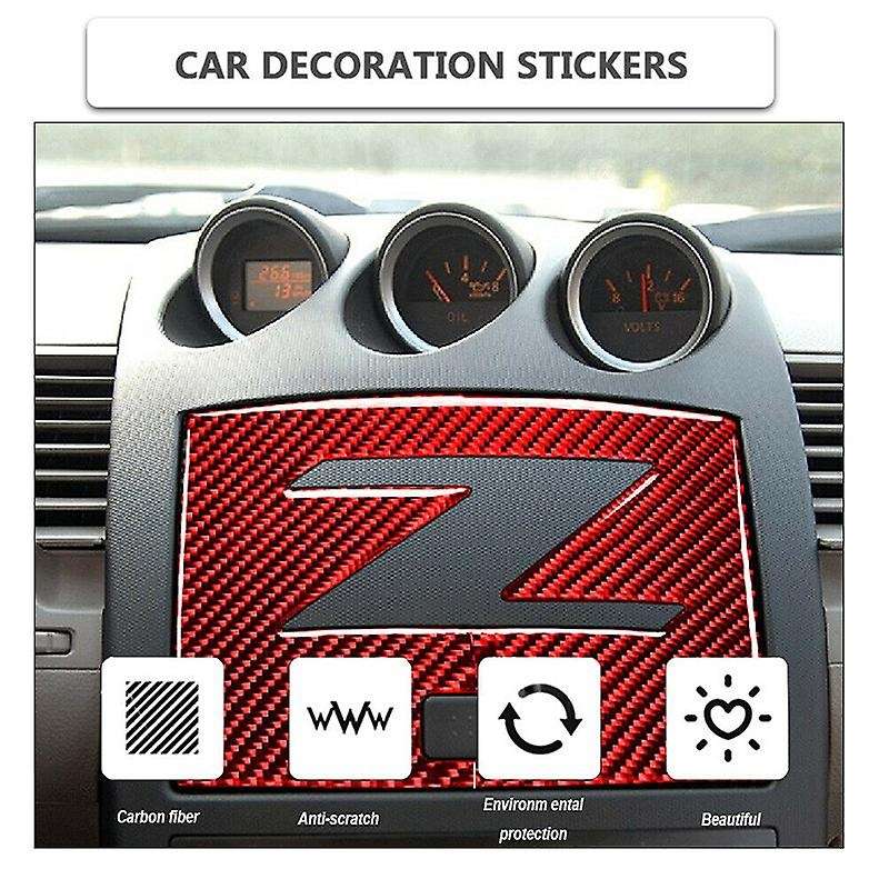 for 350Z 2003-2009 GPS Navigation Panel Cover Trim Sticker Interior Accessories Red Carbon Fiber