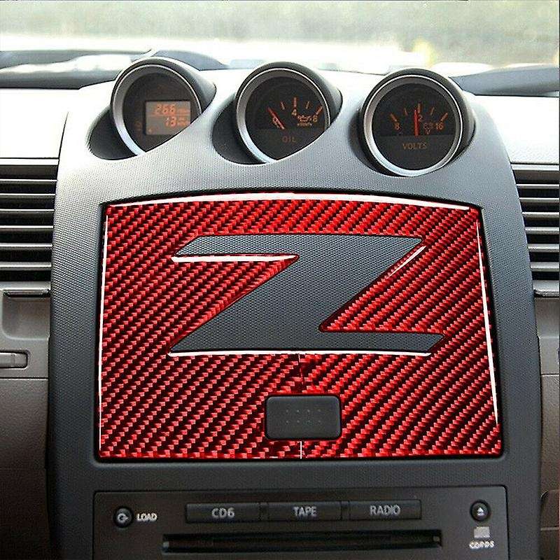 for 350Z 2003-2009 GPS Navigation Panel Cover Trim Sticker Interior Accessories Red Carbon Fiber