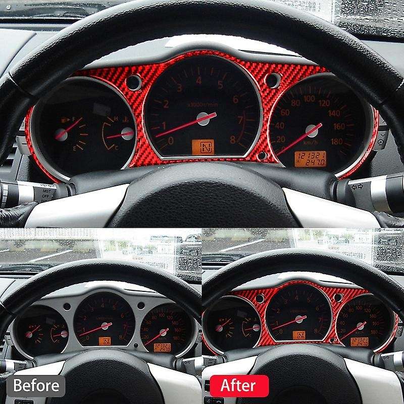 for 350Z 2006-2009 Carbon Fiber Speedometer Surround Frame Sticker Instrument Cover Trim Black