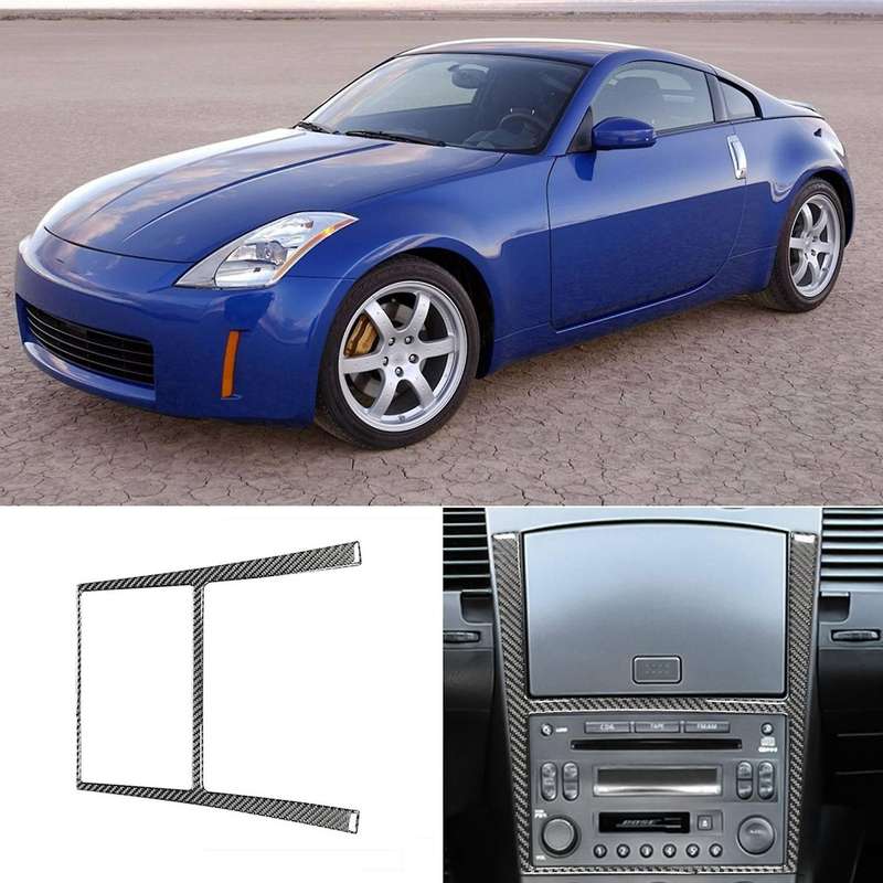 for 350Z 2003-2009 Car Carbon Fiber Accessories Center Console Navigation Cover Trim Panel Exterior