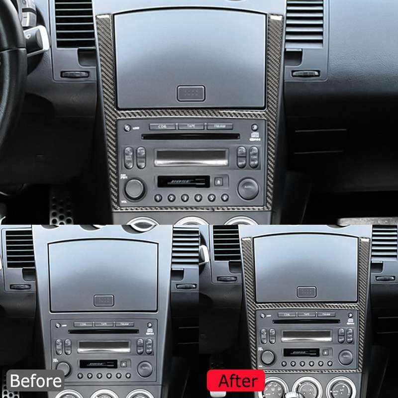 for 350Z 2003-2009 Car Carbon Fiber Accessories Center Console Navigation Cover Trim Panel Exterior