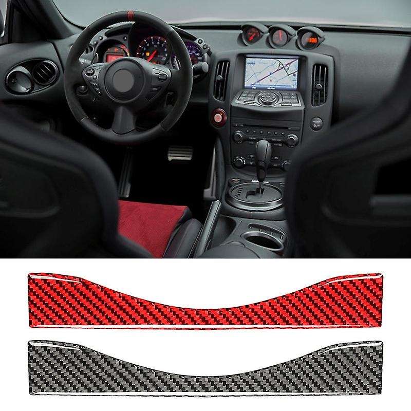 for 370Z 2009-2020 Carbon Fiber Auto Navigation Control System Panel Sticker Interior Accessories Bl