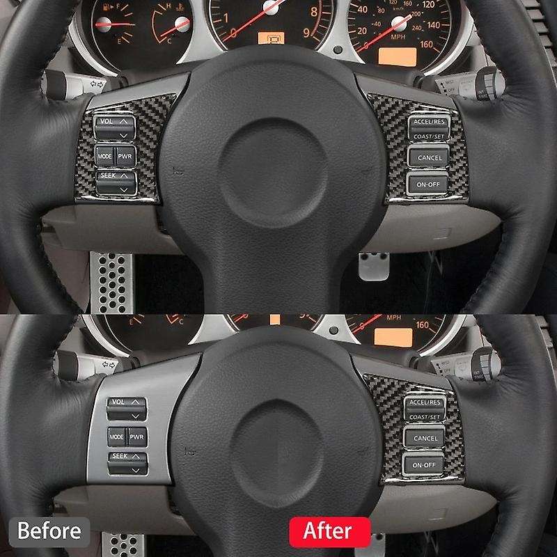 for 350Z 2006-2009 Carbon Fiber Steering Wheel Button Panel Cover Sticker Red
