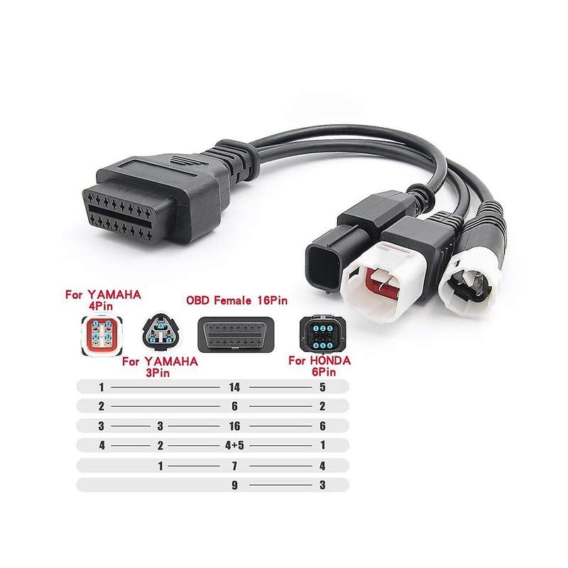 for 3pin/4pin 6pin Motorcycle Obd Diagnostic Canbus Connector Cable Obd2 3 In1 Plug Cable Adapter