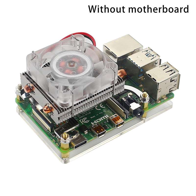 for 4 B / 3B + / 3B Thin Ice Tower Cooling Fan Metal RGB Color Changeable LED Light with Bracket