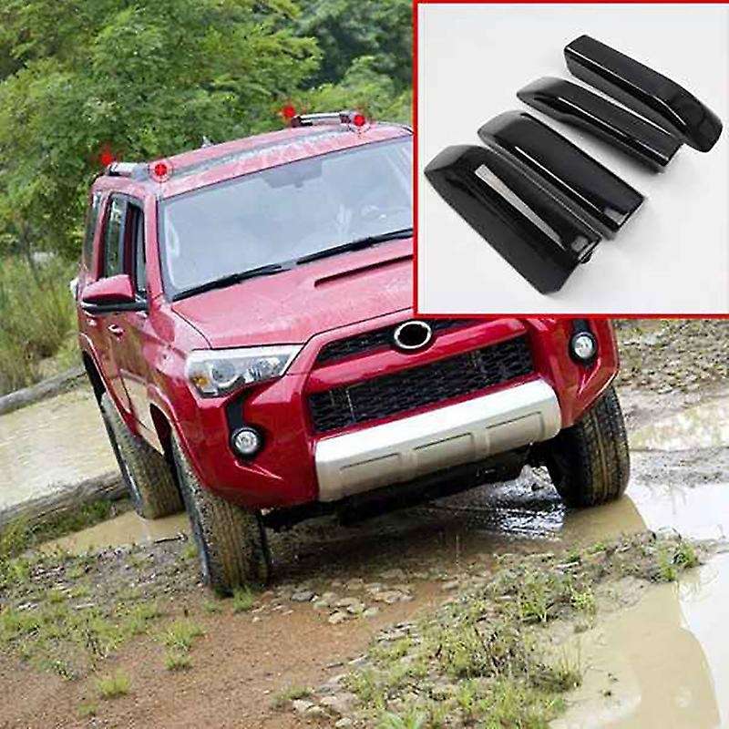 for 4Runner 2010-2018 Car Luggage Roof Rails Rack Leg Cover End Cap Protection Cover Accessories,Bla