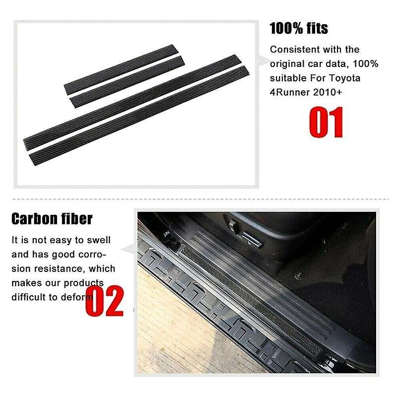 for 4Runner 2010-2021 Accessories Real Carbon Fiber Door Sill Plate Scuff Cover Guard