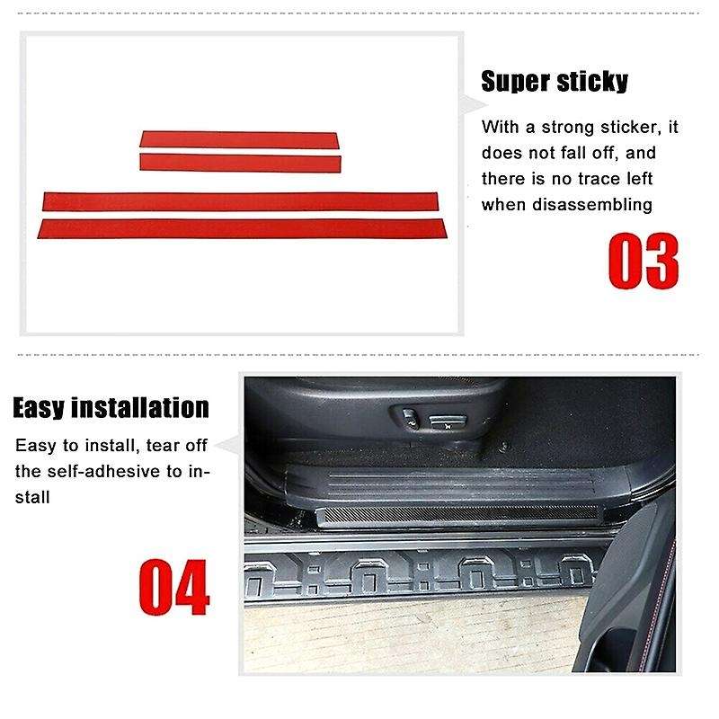 for 4Runner 2010-2021 Accessories Real Carbon Fiber Door Sill Plate Scuff Cover Guard