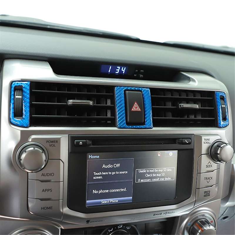 for 4Runner 2010-2023 Carbon Fiber Center Console Dashboard Air Outlet Cover Trim Accessories (Blue)