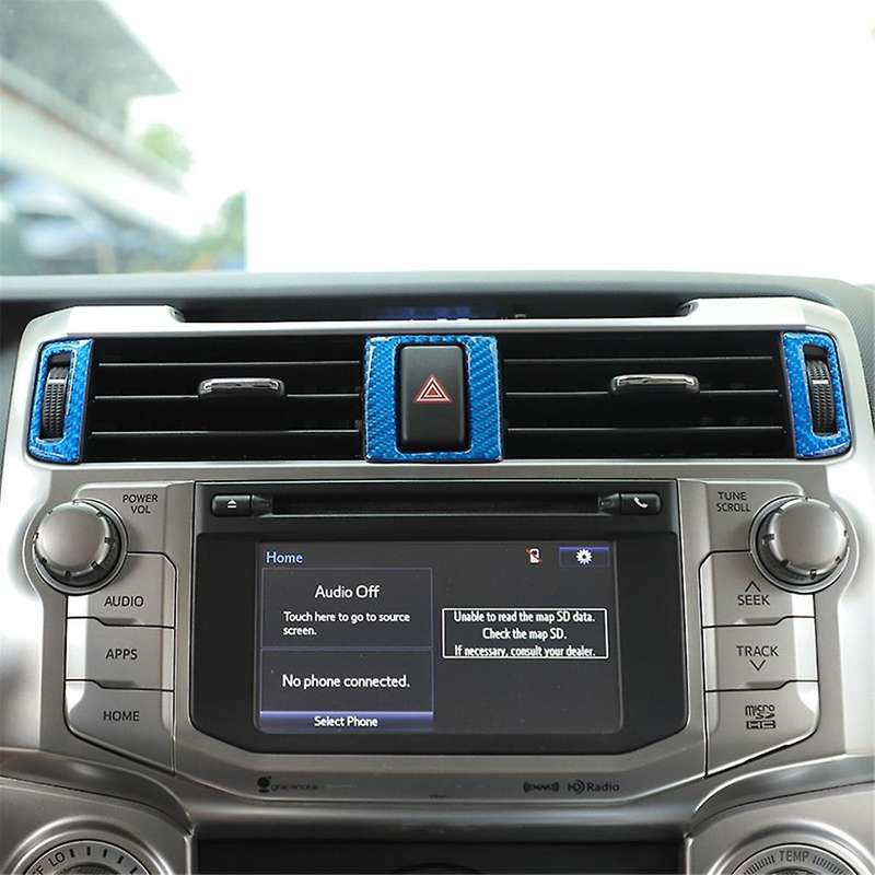 for 4Runner 2010-2023 Carbon Fiber Center Console Dashboard Air Outlet Cover Trim Accessories (Blue)