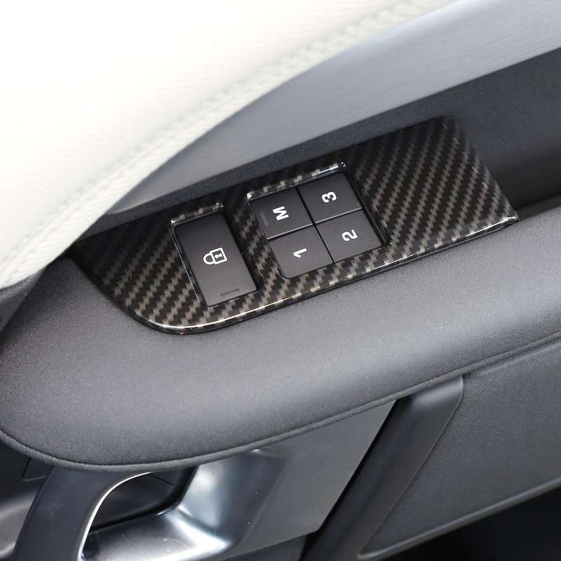 for 5 2011-2022 Carbon Fiber ABS Car Child Safety Door Lock Switch Panel Cover Trim 4Pcs