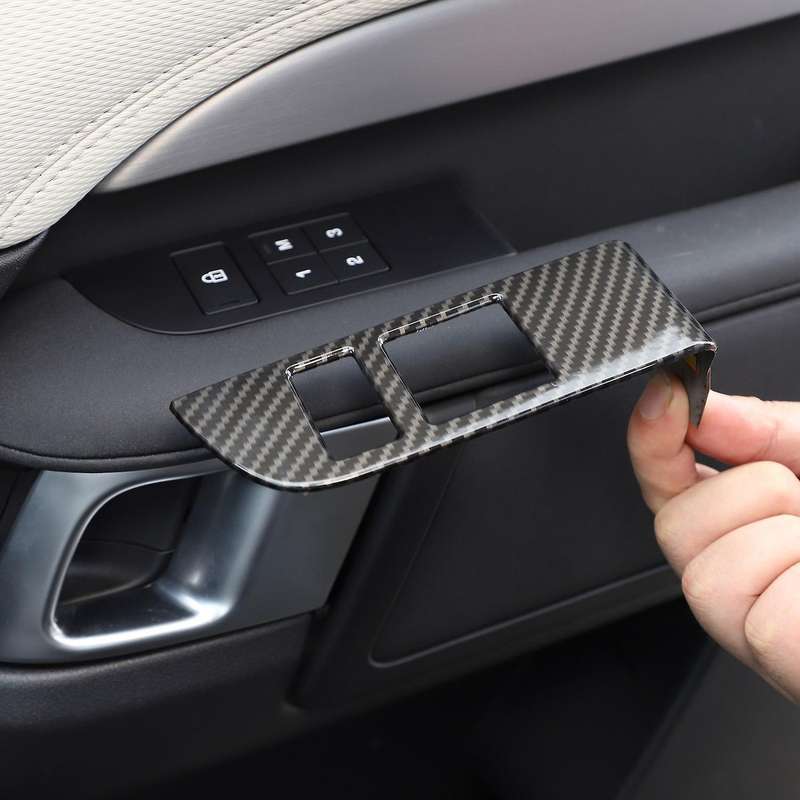 for 5 2011-2022 Carbon Fiber ABS Car Child Safety Door Lock Switch Panel Cover Trim 4Pcs