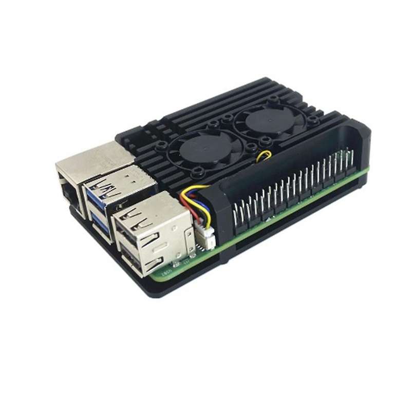 for 5 Aluminum Alloy Case Armor Black Enclosure with PWM Temperature Control Cooling Fan