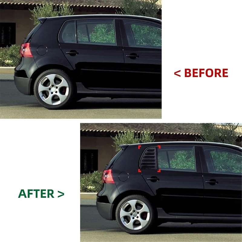 for 5 Mk5 Car Rear Louver Window Side Shutter Cover Trim Sticker Vent Piano Black
