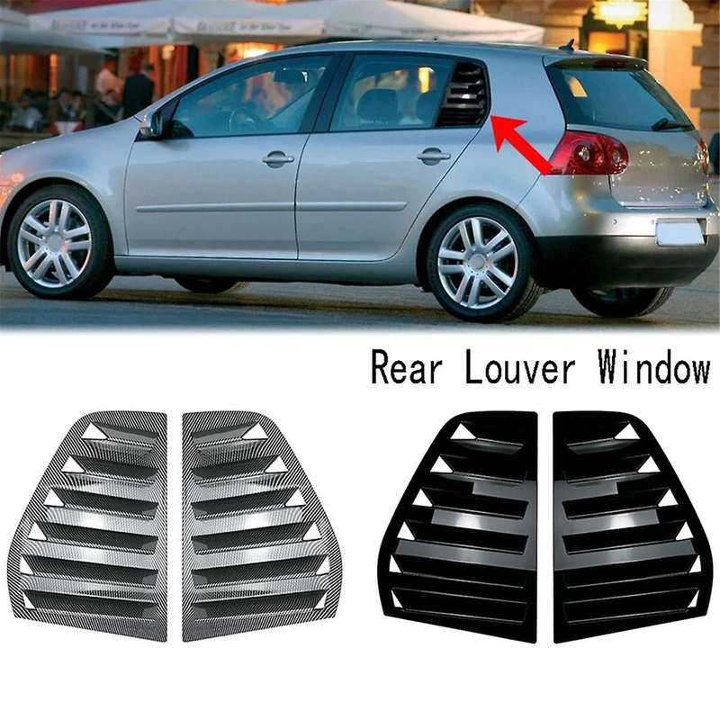 for 5 Mk5 Car Rear Louver Window Side Shutter Cover Trim Sticker Vent Piano Black