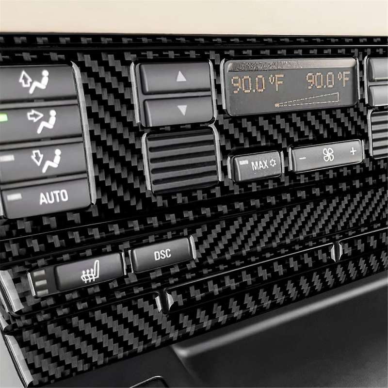 for 5 Series E39 1998-2003 LHD Soft Carbon Fiber Center Console Air Condition Button Frame Cover Tri